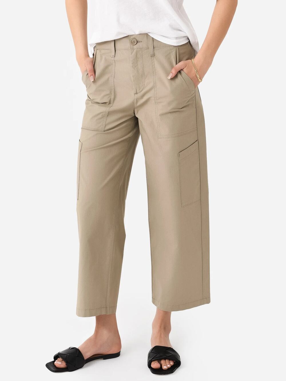 AGOLDE Daria Utility Pant Poplin High Rise Cargo Ankle Cropped Tan Size 29